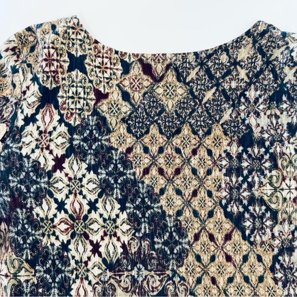 Vintage America Blues Ladies Peasant Pull Over Blouse Size Large Tan Lace Panels - Picture 5 of 16